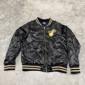 Miami Heat Ultra Game NBA Women’s Quilted Line Zip Jacket Size Medium Gold Black